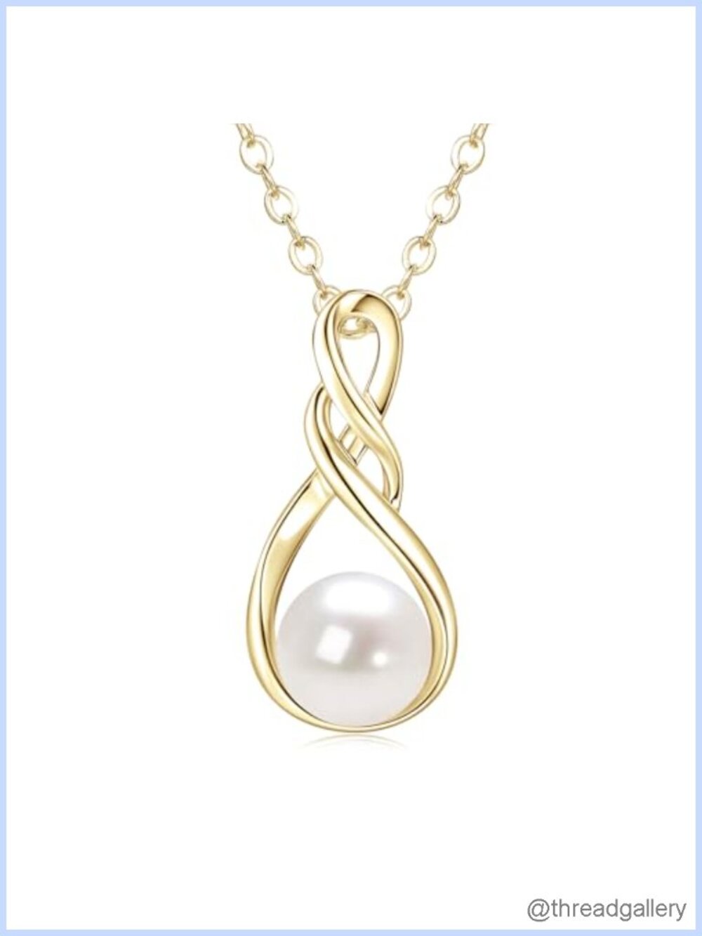 14K Gold Plated Infinity Pearl Necklace 18" Lobster Clasp